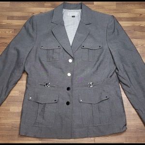 Tahari Arthur S.Levine Gray Jacket / Blazer Plus Size 16